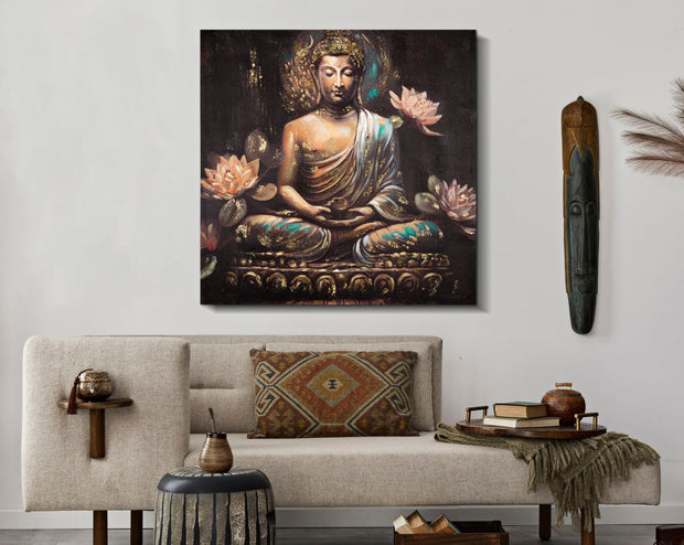 Leinwandbild Buddha A Mehrfarben, 100 x 100 cm (4)