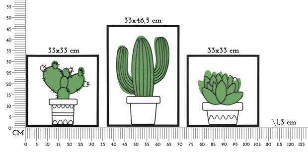 Wanddekoration 3er Set Cactus Mehrfarben (5)