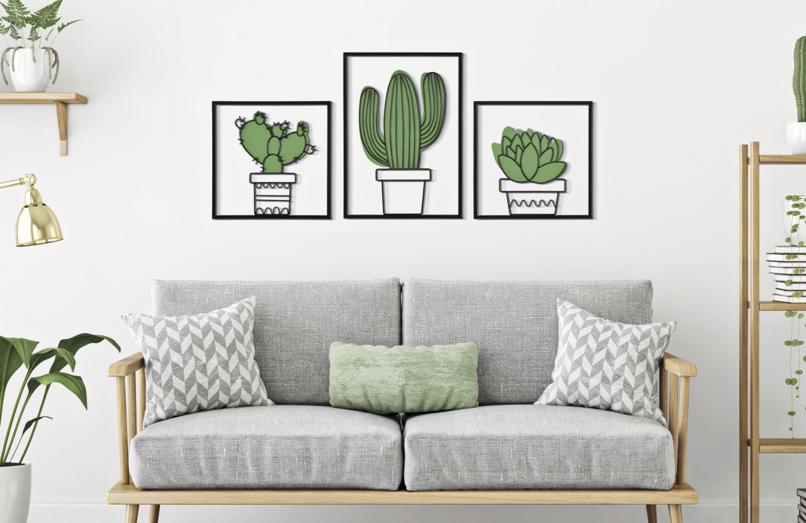 Wanddekoration 3er Set Cactus Mehrfarben (4)