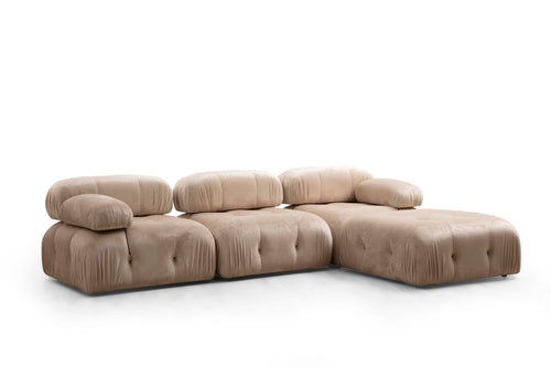 Ecksofa Modulares, 3-Sitzer, aus Samtstoff, Bubble II Creme (1)