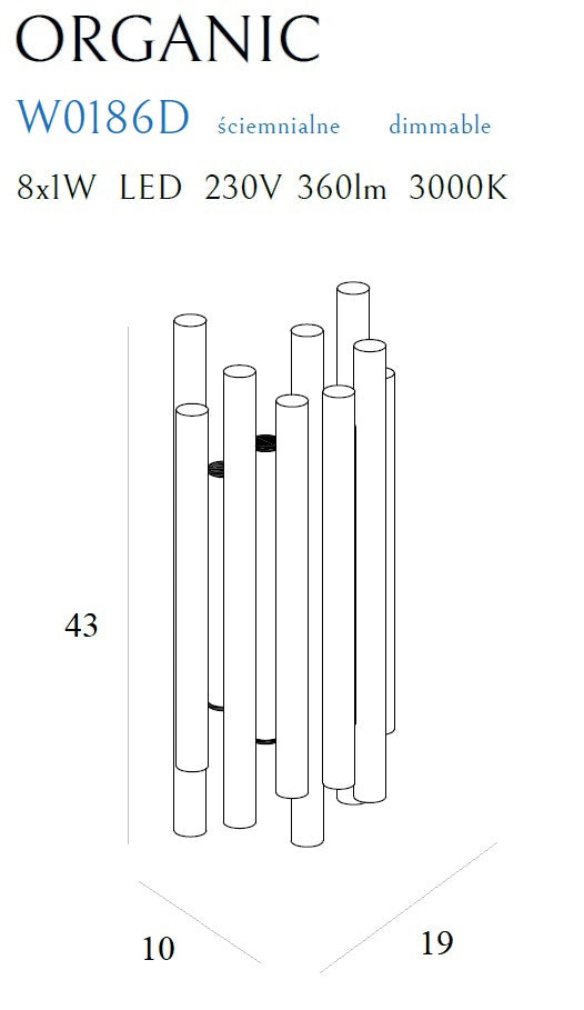 Wandleuchte Organic W0186D Chrom (2)