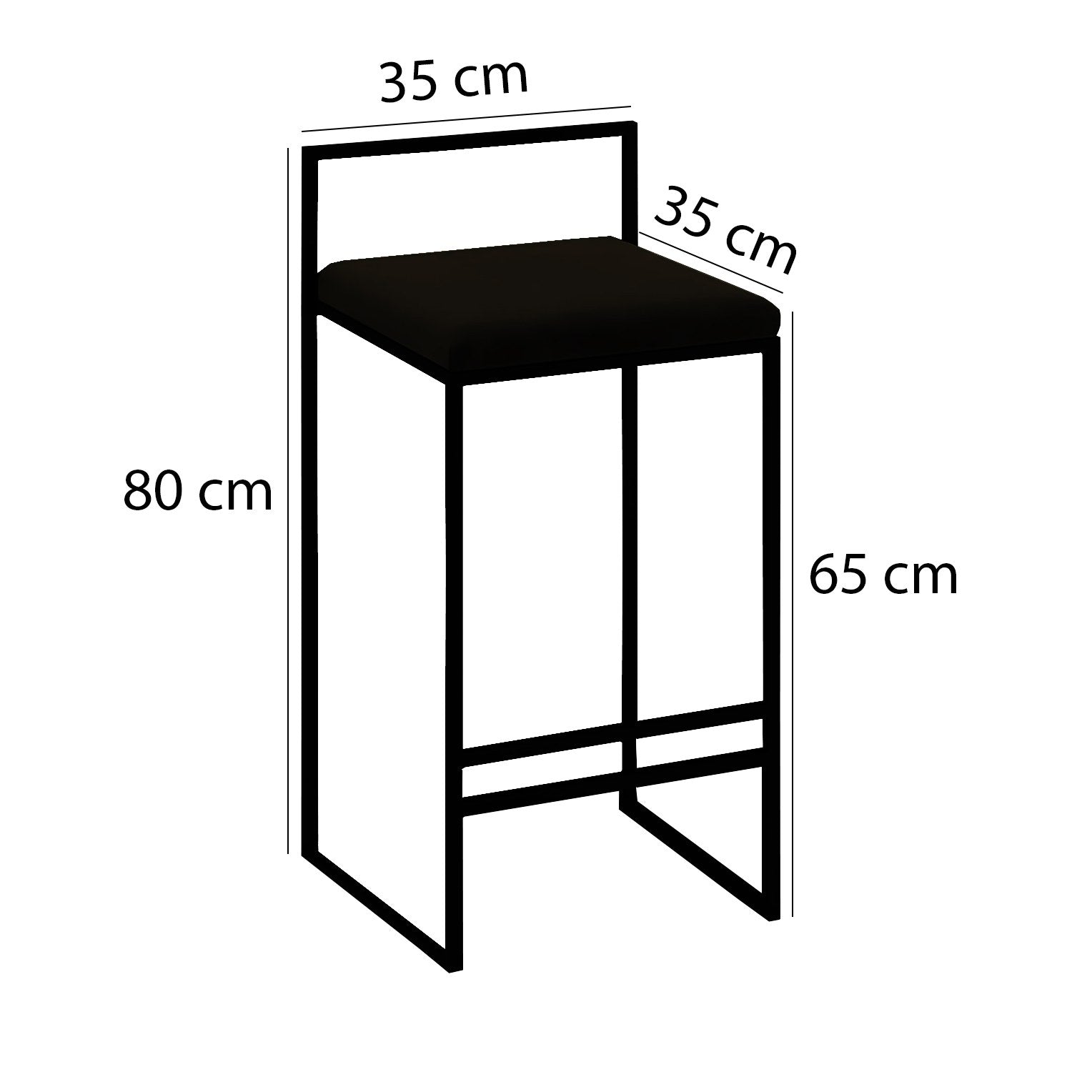 Barstuhl mit Samtstoff Nordic Schwarz (4)