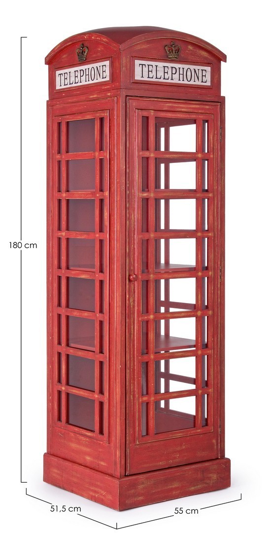 Vitrinenschrank mit 1 tür Cabin Rot (1)