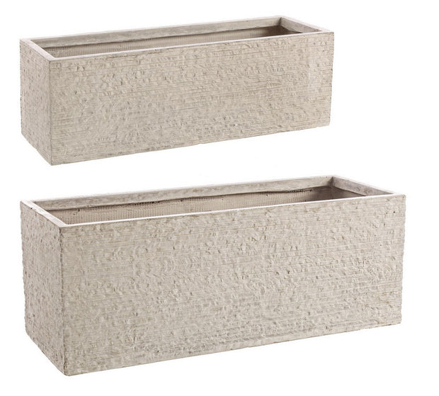 Blumentopf 2er-Set Stone Rectangle Small Beige