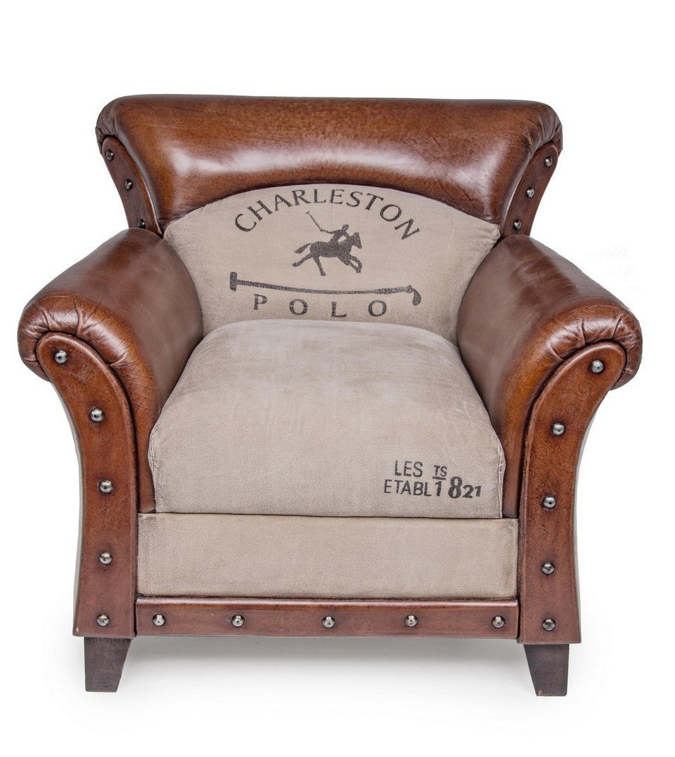 Sessel mit Leder Charleston Braun (2)