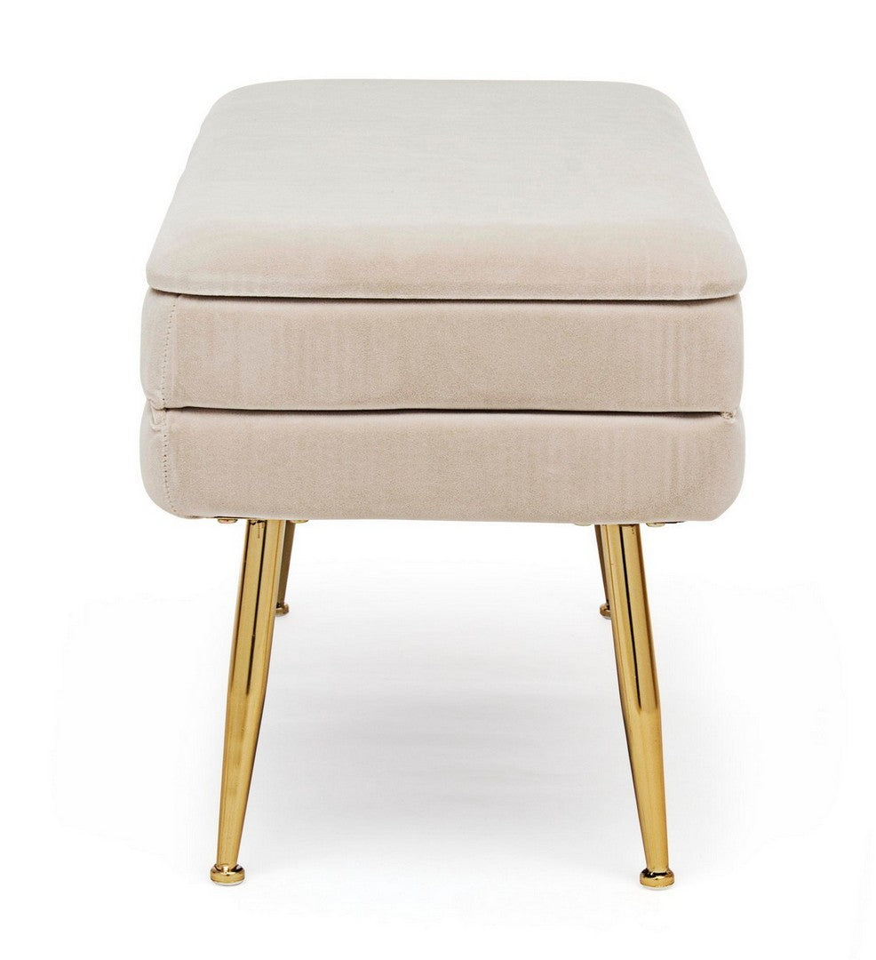 Polsterbank mit Staurum, aus Samtstoff Pavlina Beige (3)