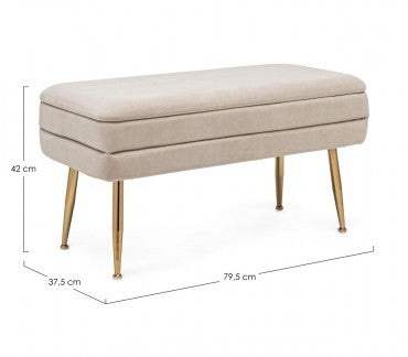 Polsterbank mit Staurum, aus Samtstoff Pavlina Beige (11)