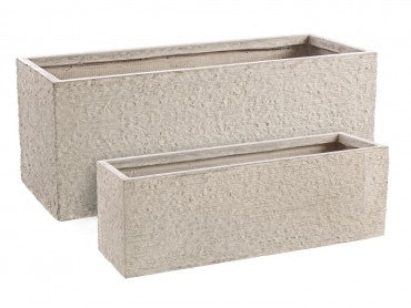 Blumentopf 2er-Set Stone Rectangle Small Beige (5)