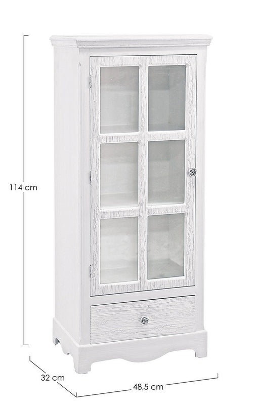 Vitrinenschrank mit 1 schublade und 1 tür Cabinet H114 Weiß (1)