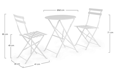 Klapptisch Stuhl Set 3-teilig Wissant Weiß (1)