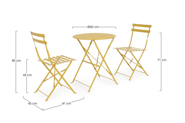 Klapptisch Stuhl Set 3-teilig Wissant Gelb (2)