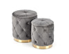 2er Set Pouf mit Staurum, aus Stoff Polly Grau