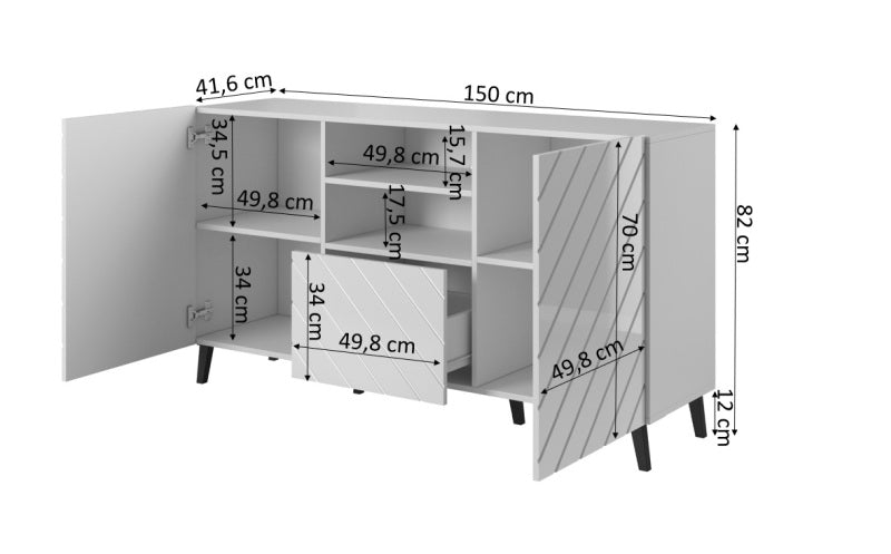 Sideboard mit 1 schublade und 2 türen Abeto Weiß (3)