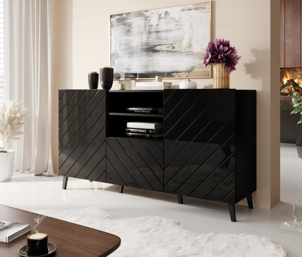 Sideboard mit 1 schublade und 2 türen Abeto Schwarz