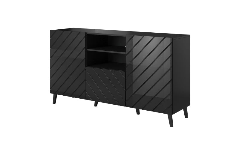 Sideboard mit 1 schublade und 2 türen Abeto Schwarz (1)