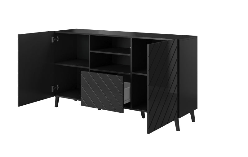 Sideboard mit 1 schublade und 2 türen Abeto Schwarz (2)