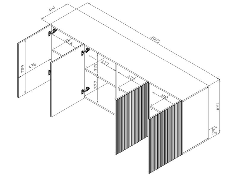 Sideboard mit 4 türen Pafos Schwarz (3)