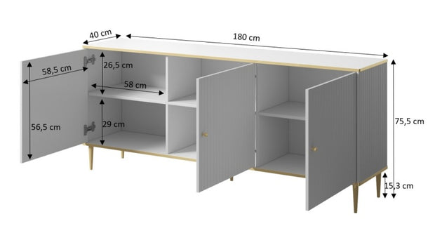 Sideboard mit 3 türen Glamour Weiß (3)