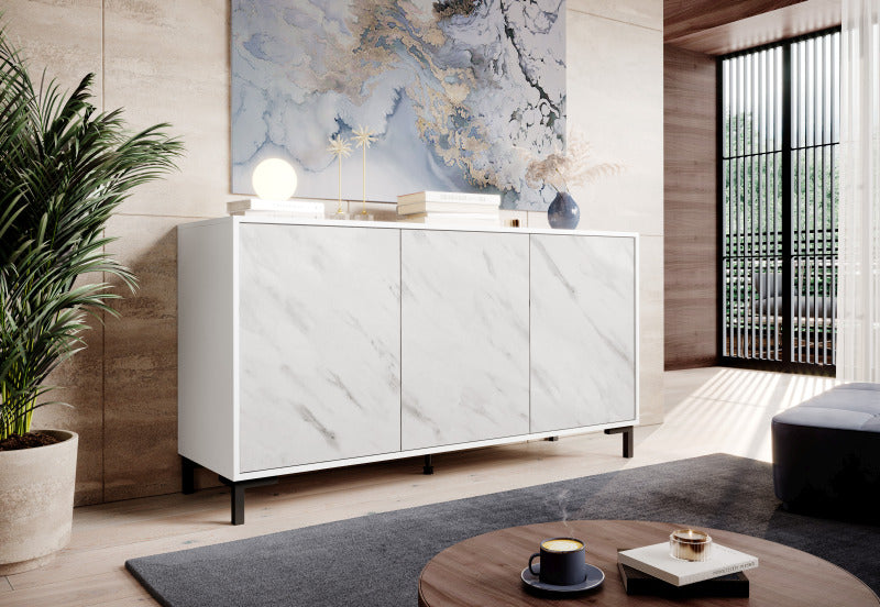 Sideboard mit 3 türen Marmo Weiß