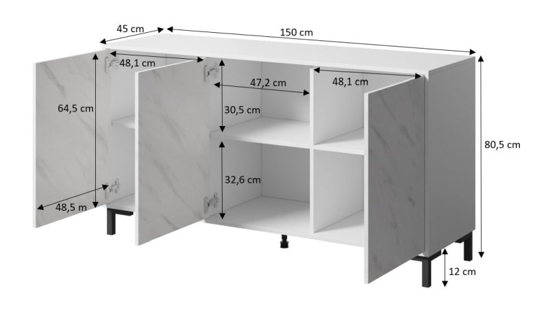 Sideboard mit 3 türen Marmo Weiß (3)