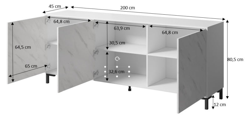 Sideboard mit 3 türen Marmo Weiß (3)