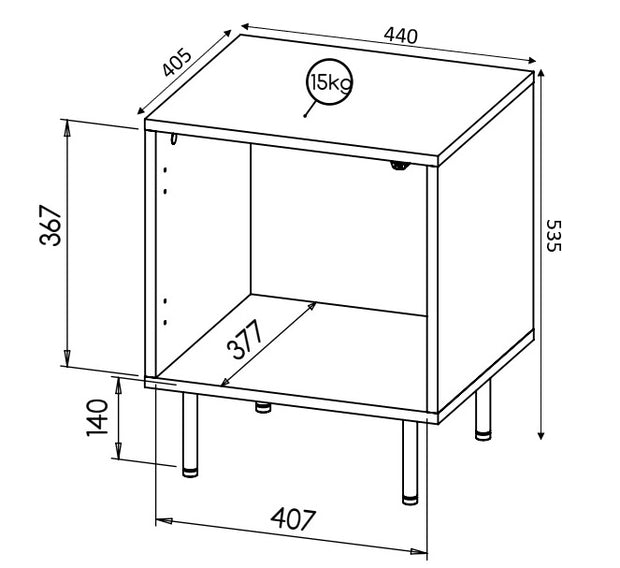 Nachttisch mit 1 tür Hole Weiß (3)