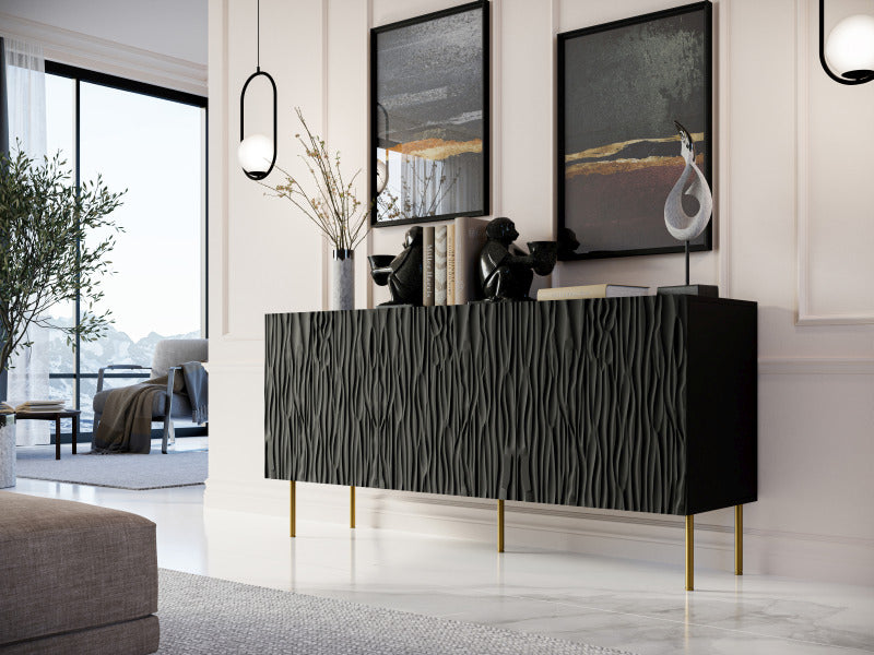 Sideboard mit 3 türen Jungle Schwarz