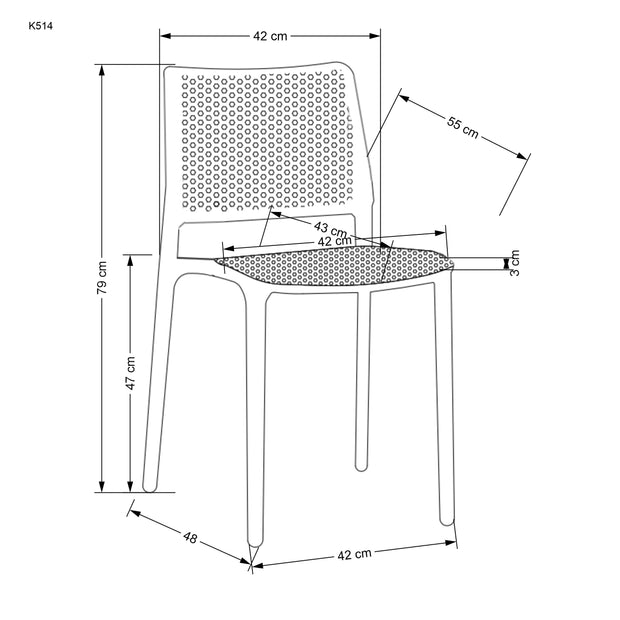 Esszimmerstuhl mit plastik K514 Weiß (4)