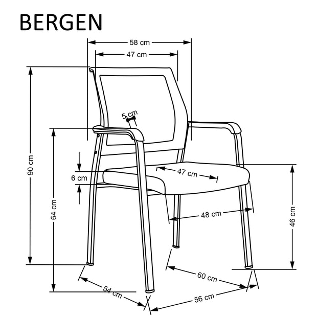 Bürostuhl mit Stoff Bergen Schwarz (3)