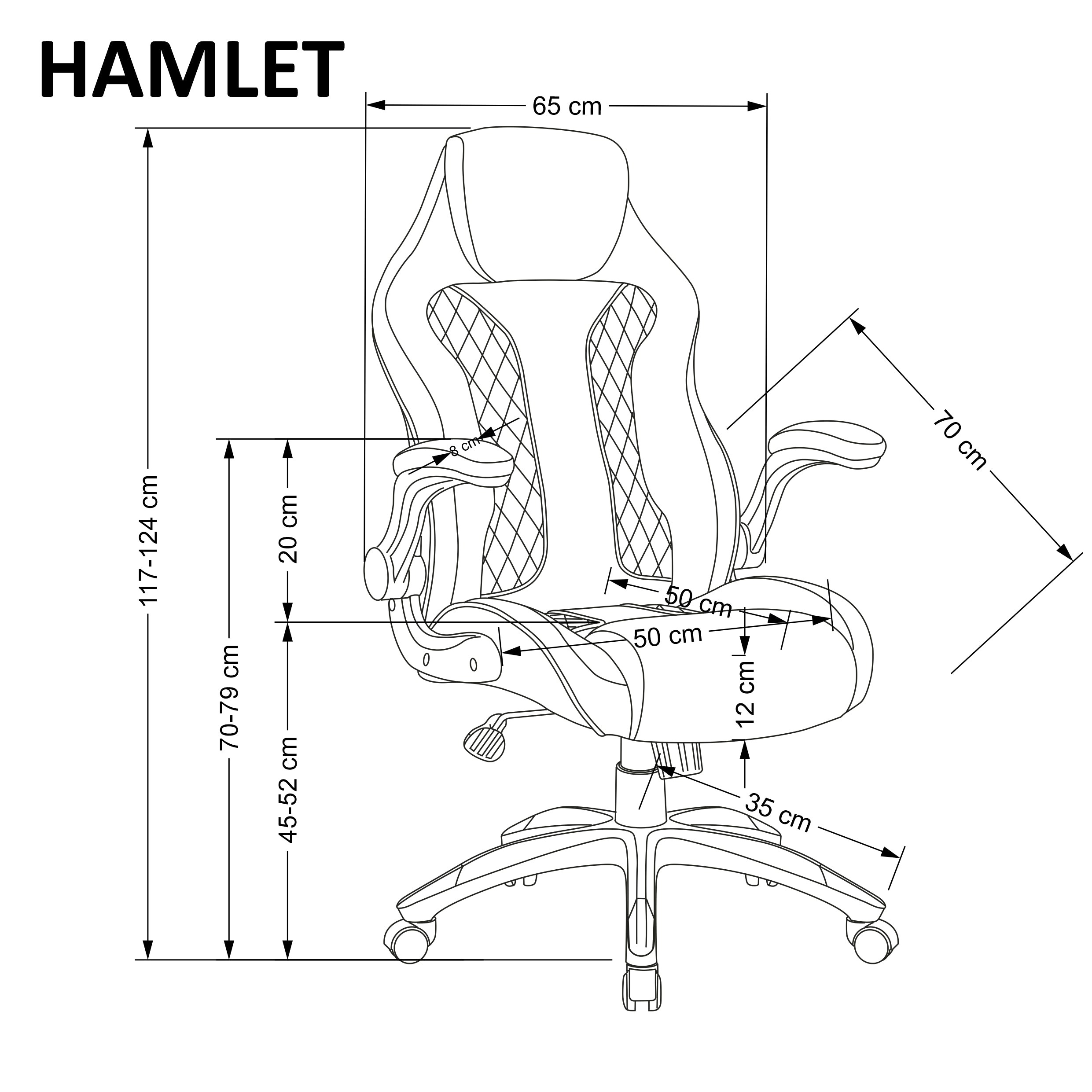 Gaming Stuhl mit Ökoleder Hamlet Schwarz (4)