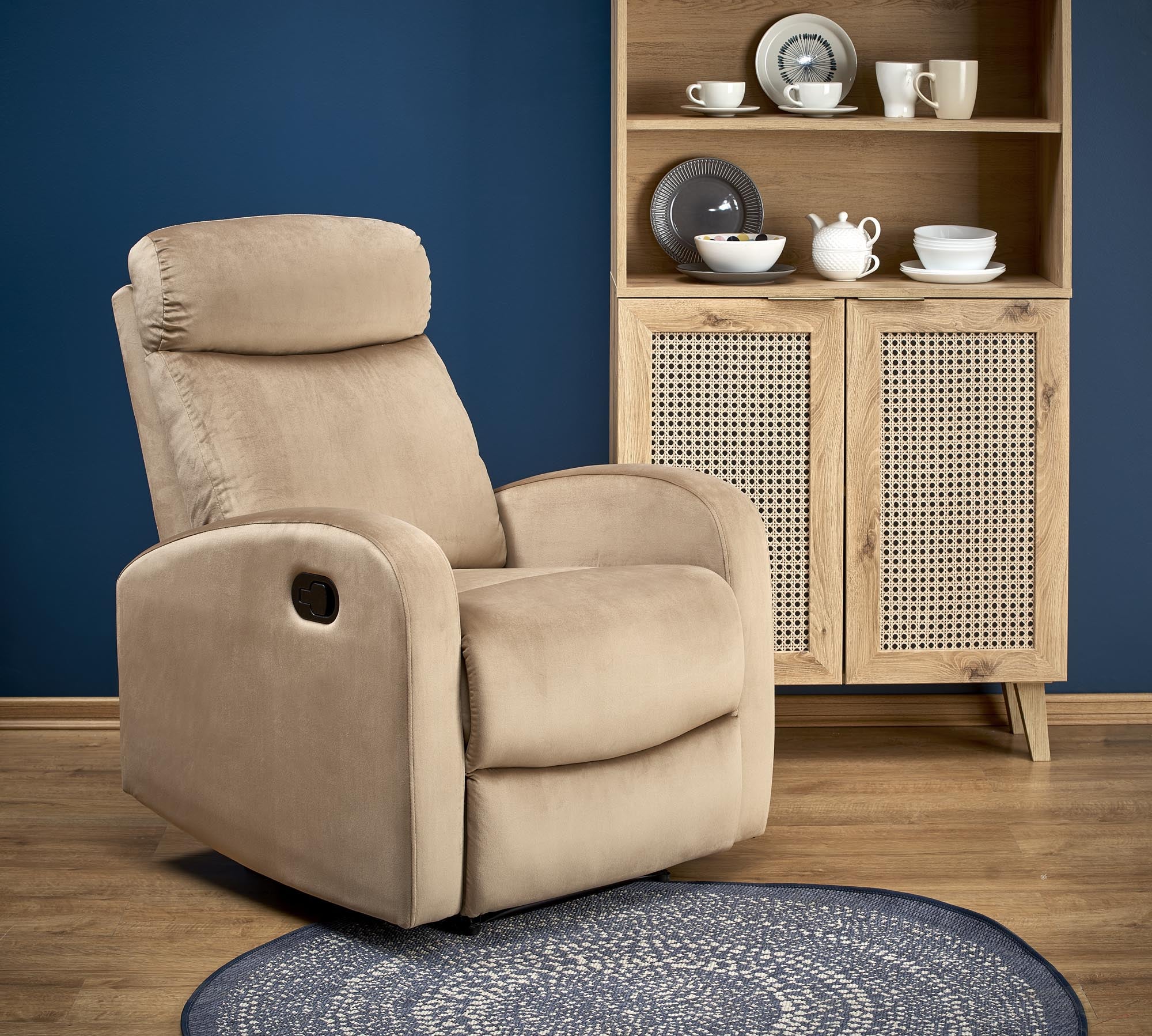 Relaxsessel mit Samtstoff Wonder Beige (1)