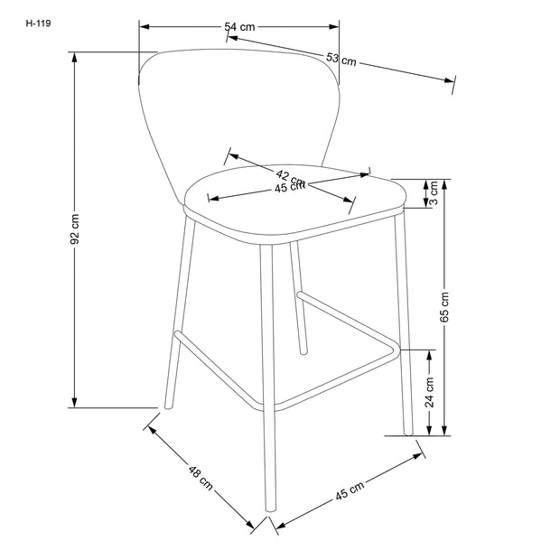 Barstuhl mit Stoff H119 Creme (3)