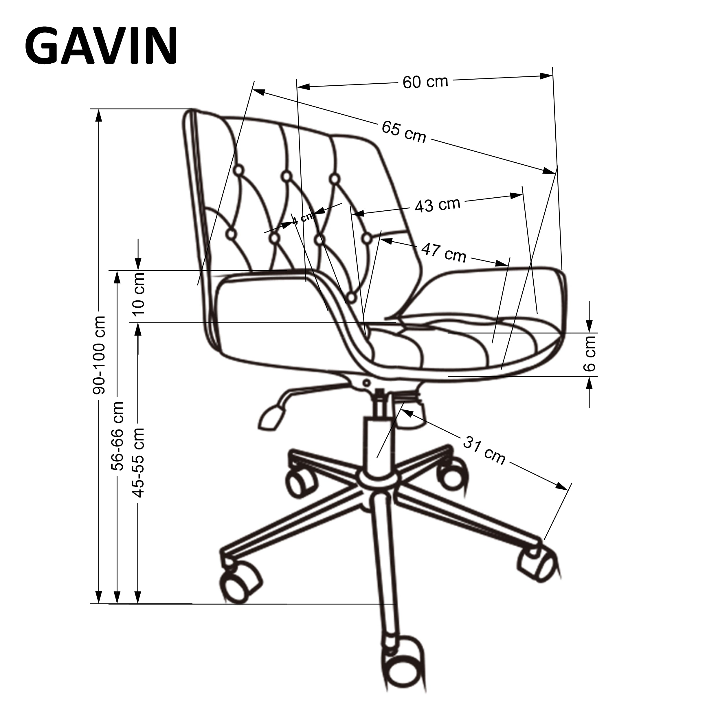 Bürostuhl mit Ökoleder Gavin Schwarz (4)