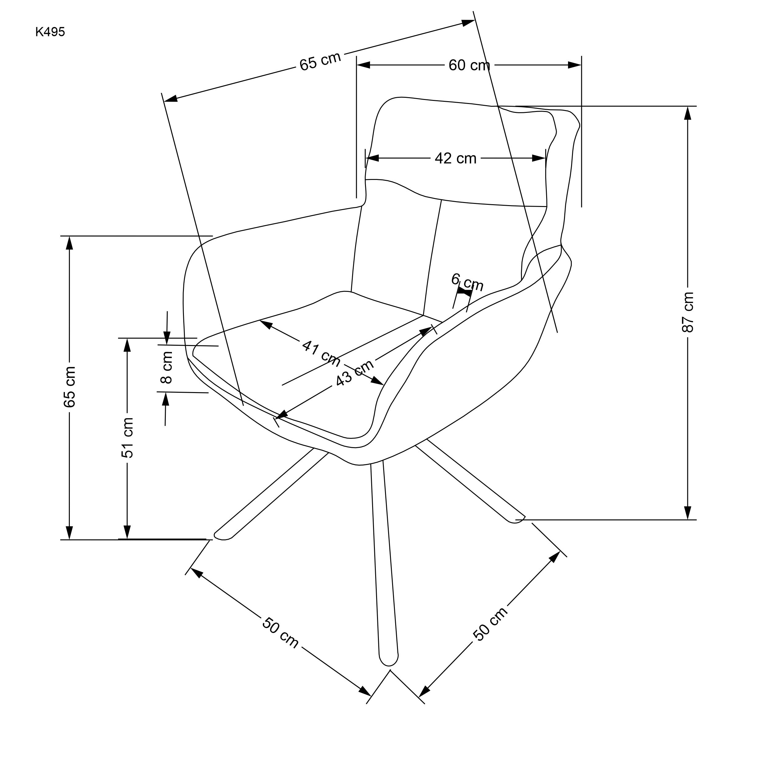 Drehbare Esszimmerstuhlaus mit Stoff K495 Grau (2)