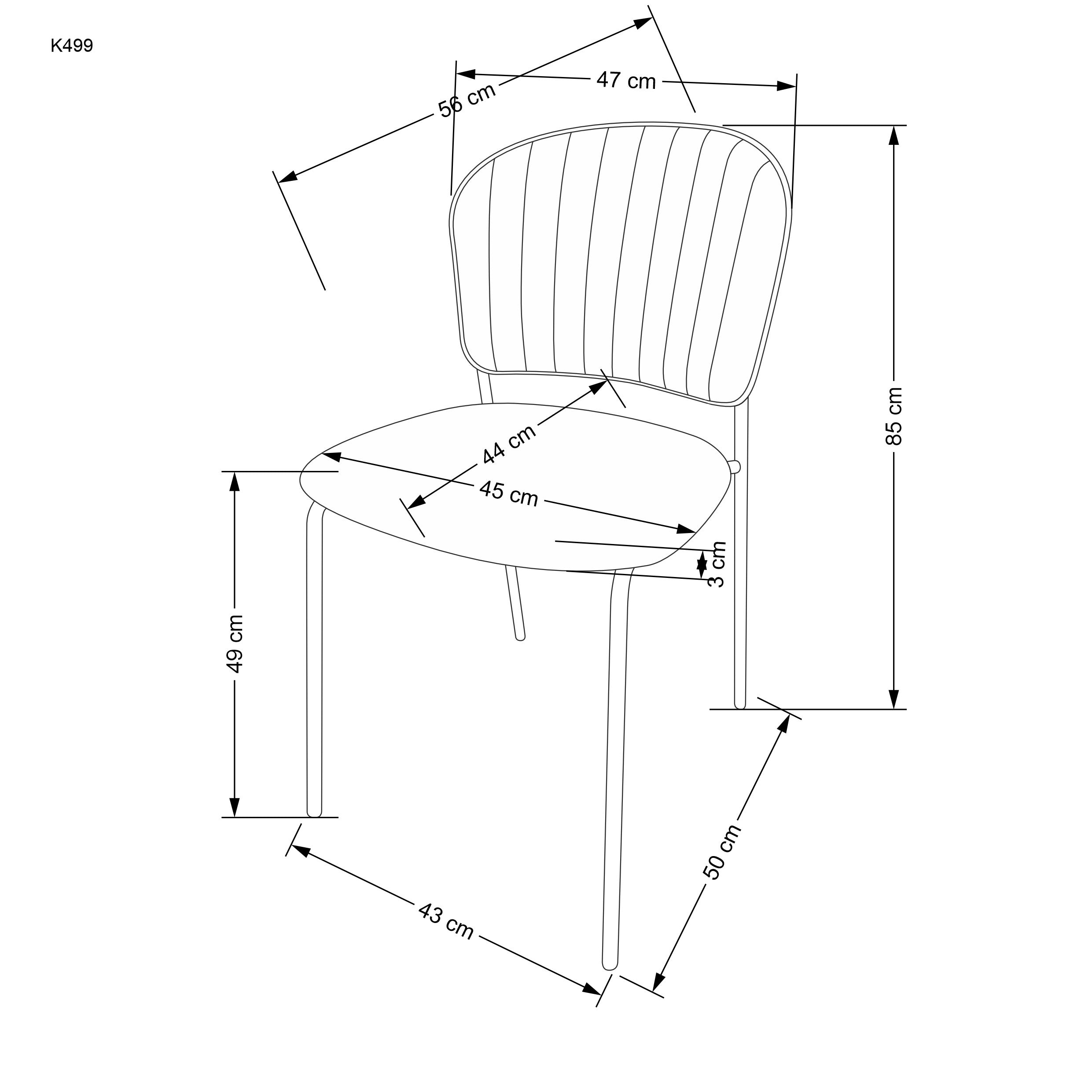 Esszimmerstuhl mit Samtstoff K499 Grau (2)