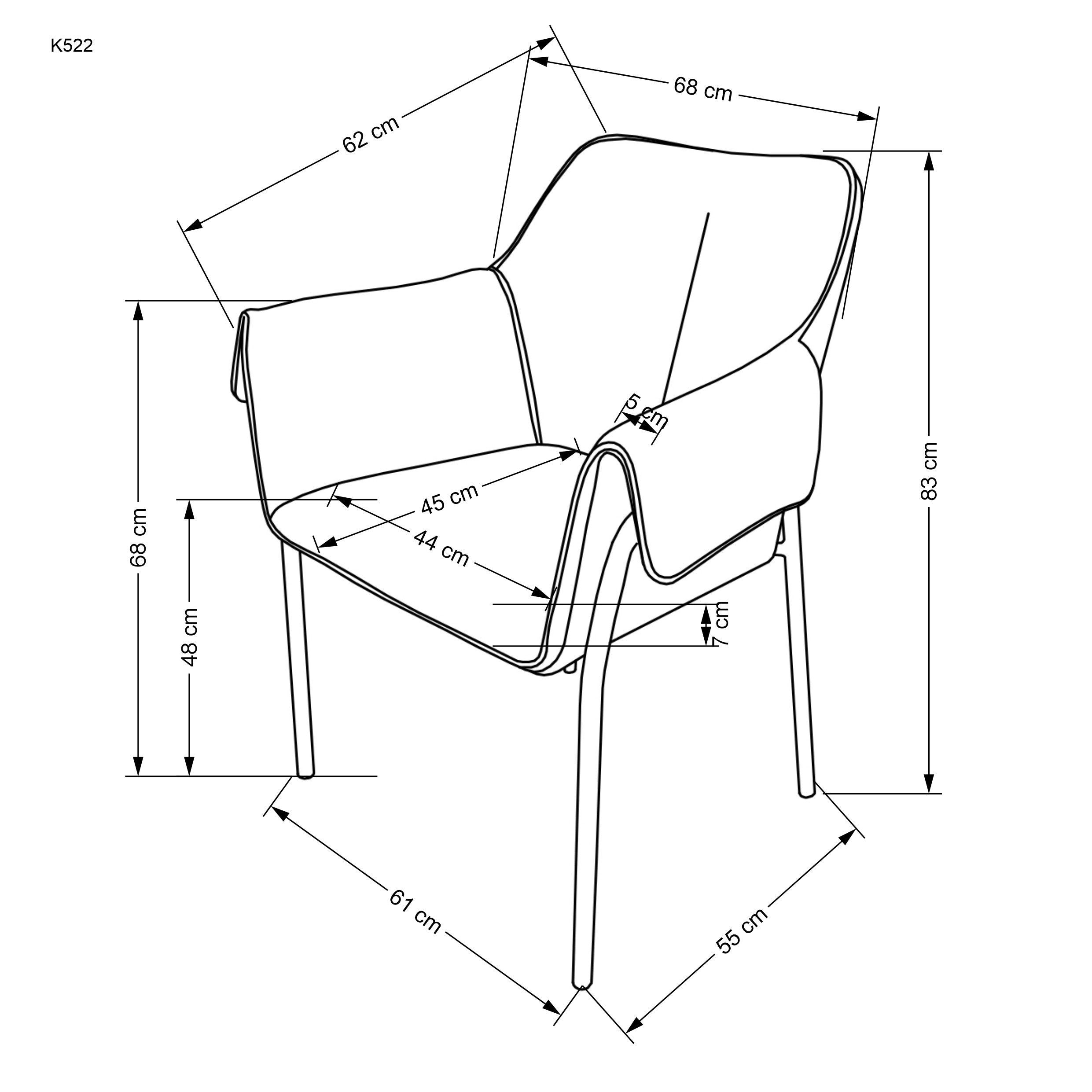 Esszimmerstuhl mit Stoff K522 Grau (2)