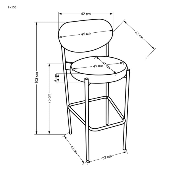 Barstuhl mit Samtstoff H108 Grün (5)