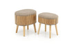 2er Set Pouf mit Staurum, aus Stoff Tico Beige