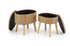 2er Set Pouf mit Staurum, aus Stoff Tico Beige (1)