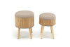 2er Set Pouf mit Staurum, aus Stoff Tico Beige (2)