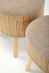 2er Set Pouf mit Staurum, aus Stoff Tico Beige (3)