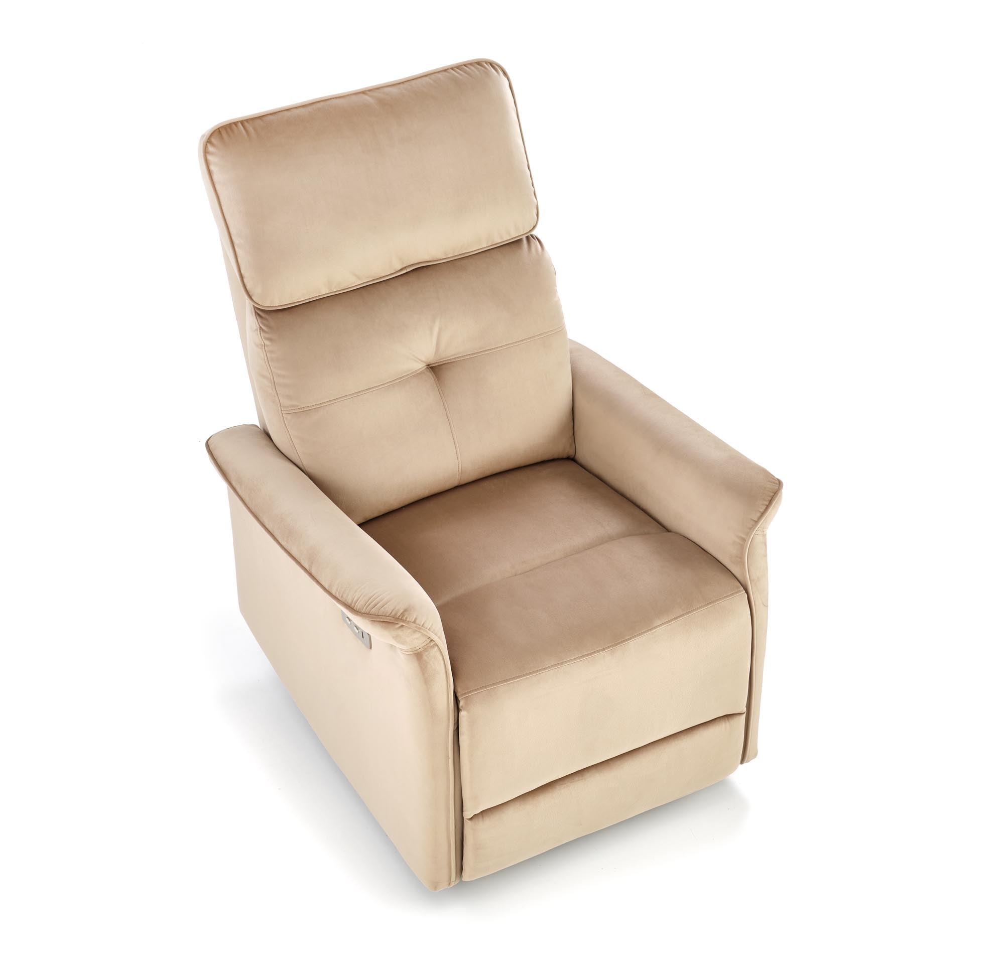 Elektrisch Relaxsessel mit Samtstoff Semir Beige (2)