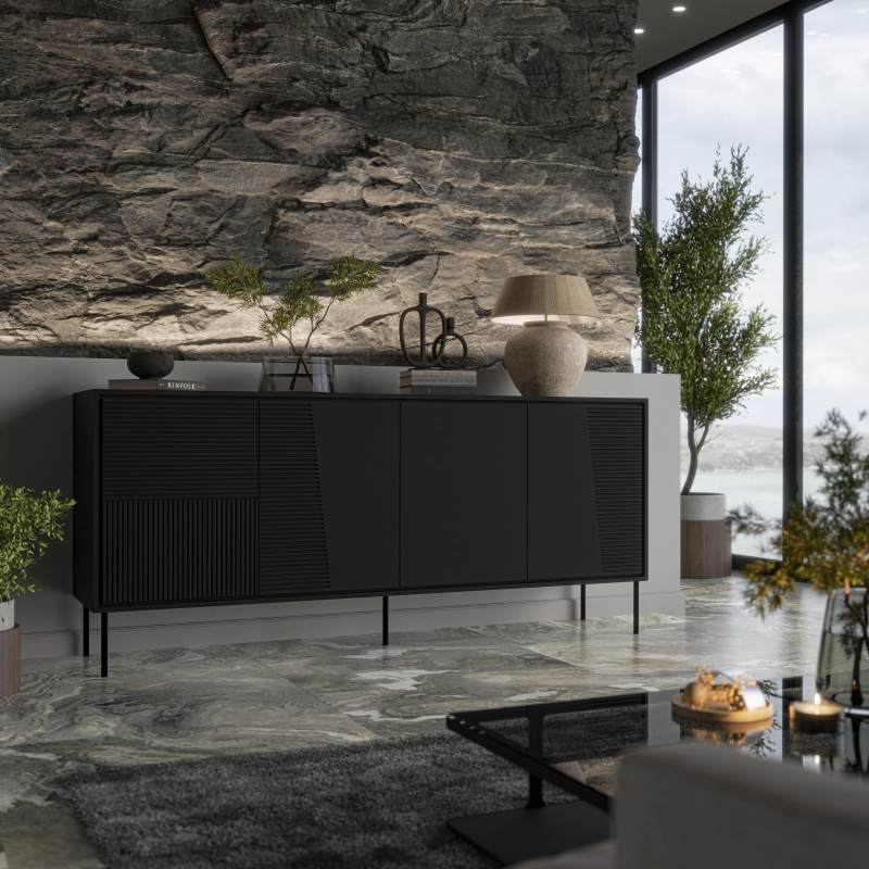 Sideboard mit 4 türen Abi Schwarz