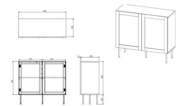 Sideboard mit 2 türen Juta Schwarz (3)