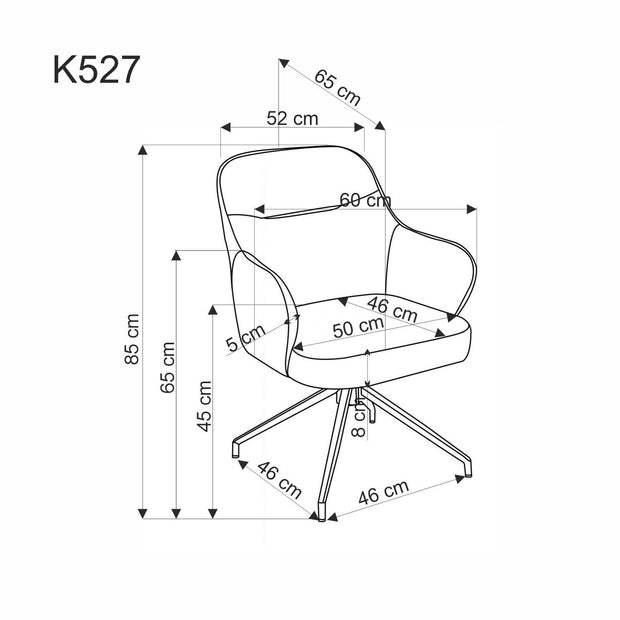 Drehbare Esszimmerstuhlaus mit Stoff K527 Grau (3)