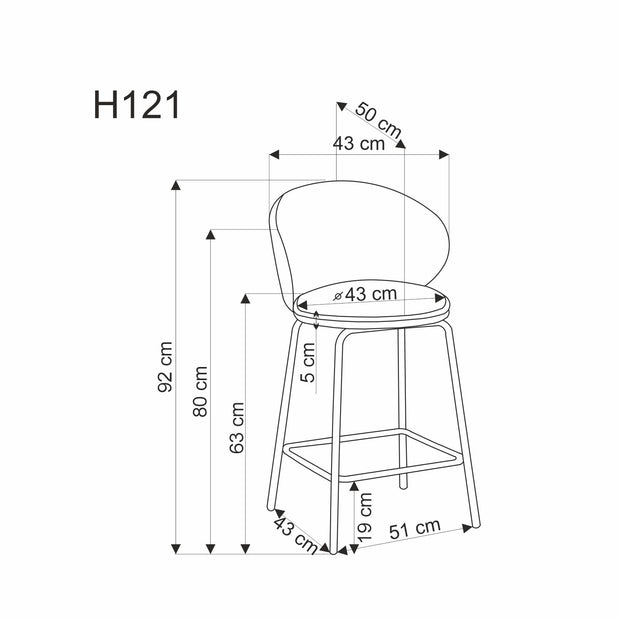 Barstuhl mit Samtstoff H121 Beige (2)