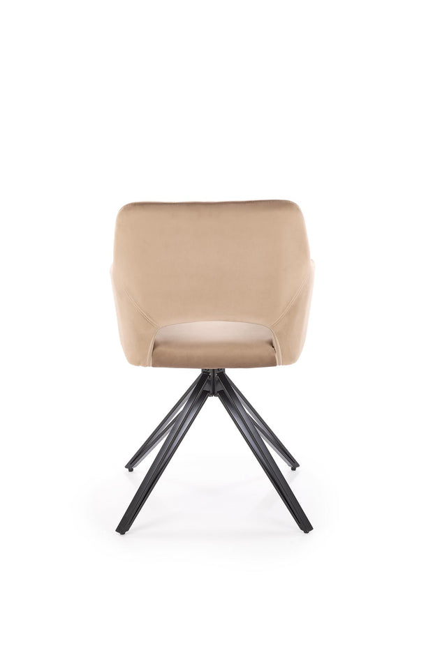 Drehbare Esszimmerstuhlaus mit Samtstoff K535 Beige (2)