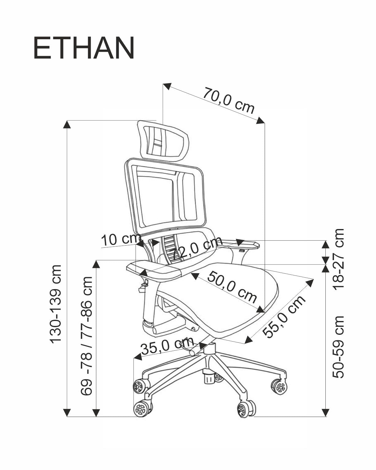 Bürostuhl mit Stoff Ethan Grau (7)