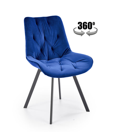 Drehbare Esszimmerstuhlaus mit Samtstoff K519 Blau