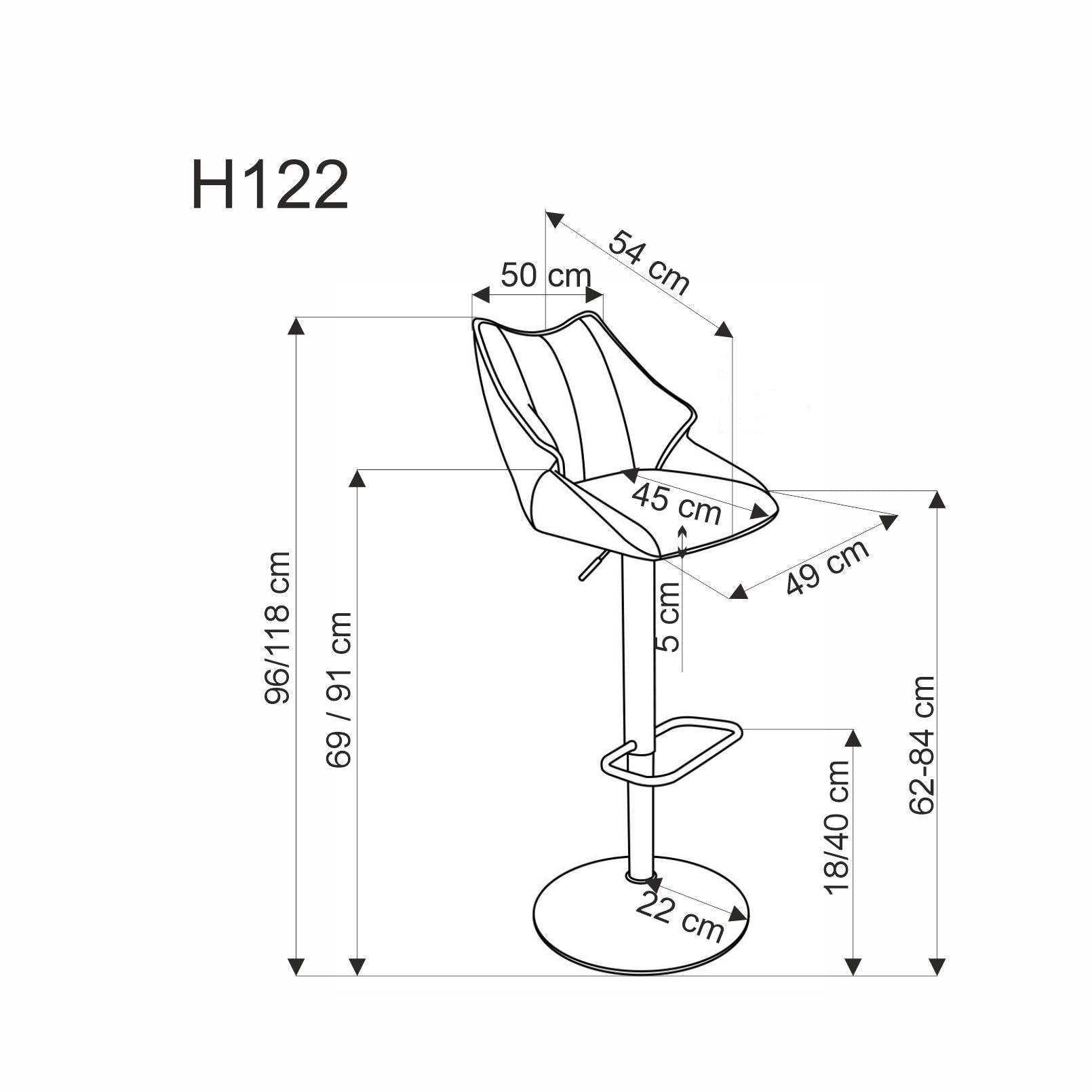 Barstuhl mit Stoff H122 Grau (1)